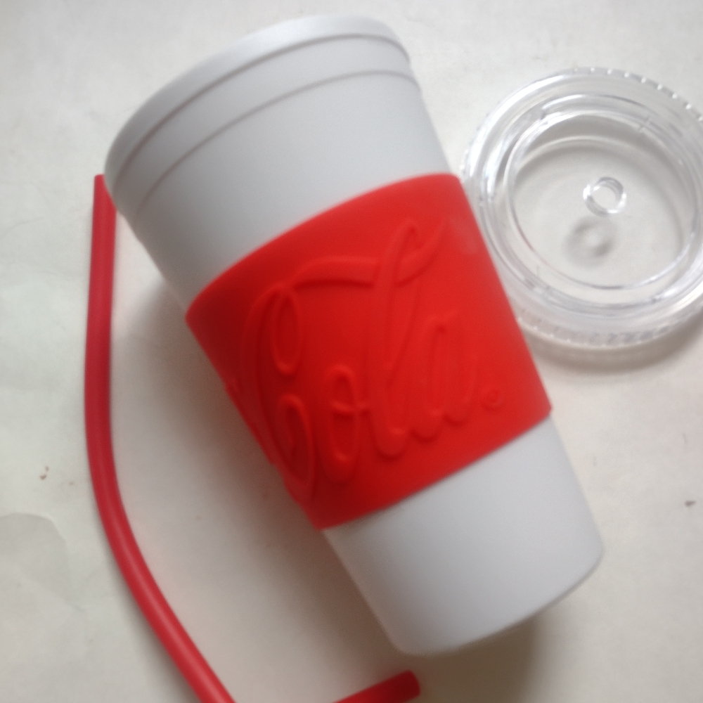 2x Coca Cola Red and White Plastic Cup with Lid and Straw, New, Coke Merch